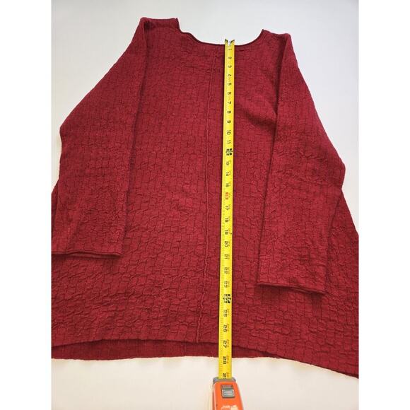 Habitat Red Cotton Linen Lagenlook Tunic Sweater size XL One Pocket - Picture 9 of 13